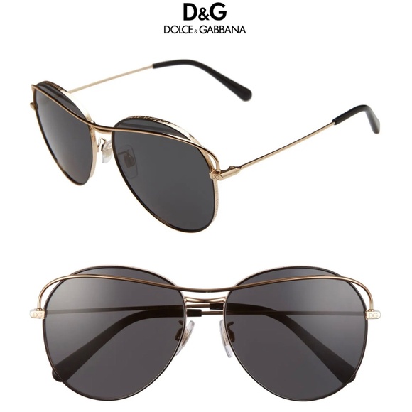 DOLCE & GABBANA DG2261 1334/87 GOLD/BLACK GREY PILOT SUNGLASSES. 58mm main image 9